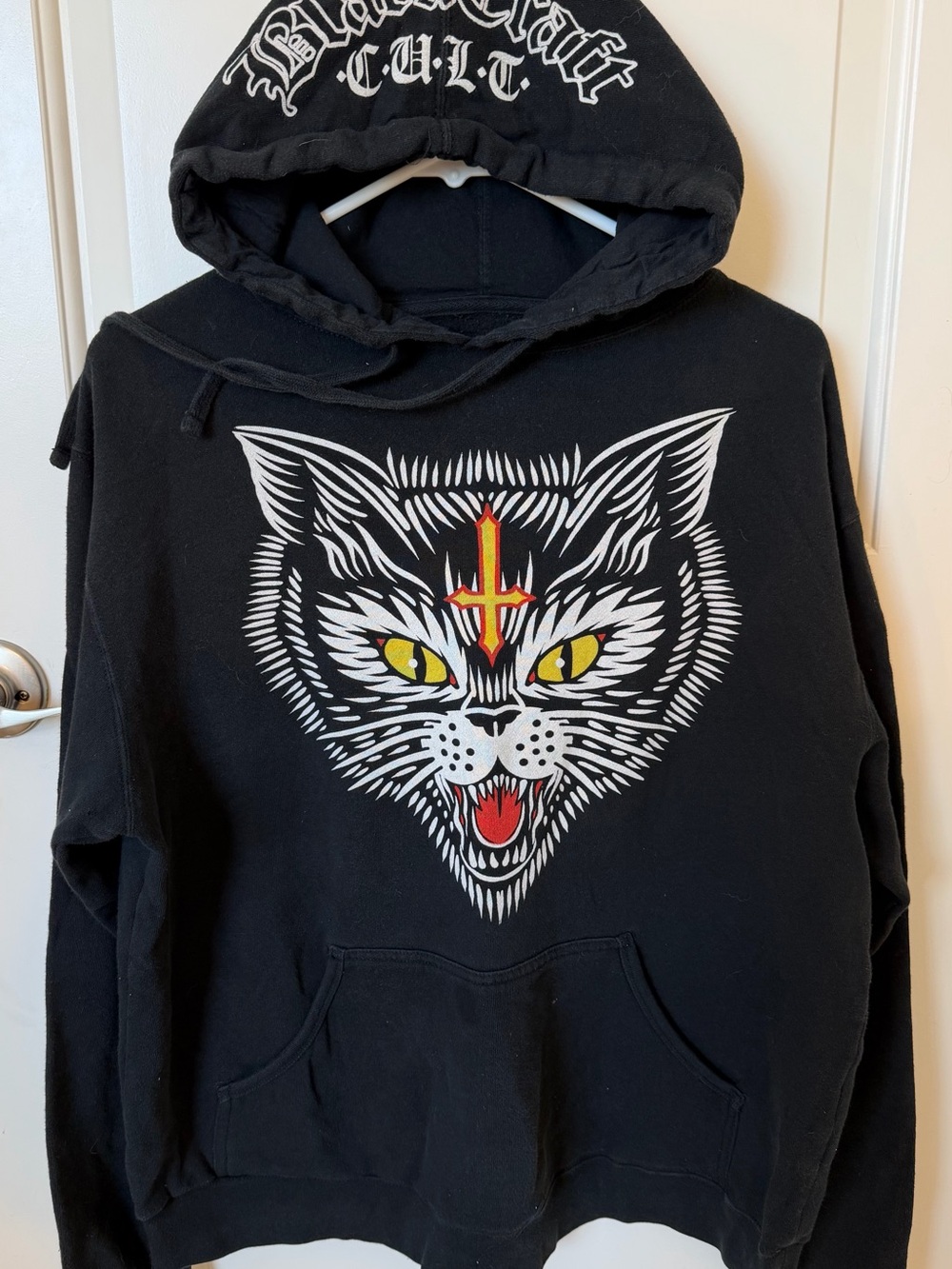 BlackCraft Cult Cat Graphic Pullover Hoodie - Gothic/Alt Streetwear